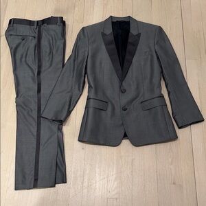 Dolce & Gabbana Charcoal Gray Tuxedo with Darker Gray  Accents. Made in Italy